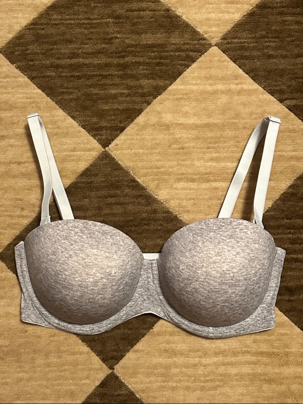 EUC PINK by VS Light Gray Padded Strapless Convertible Bra 34DD